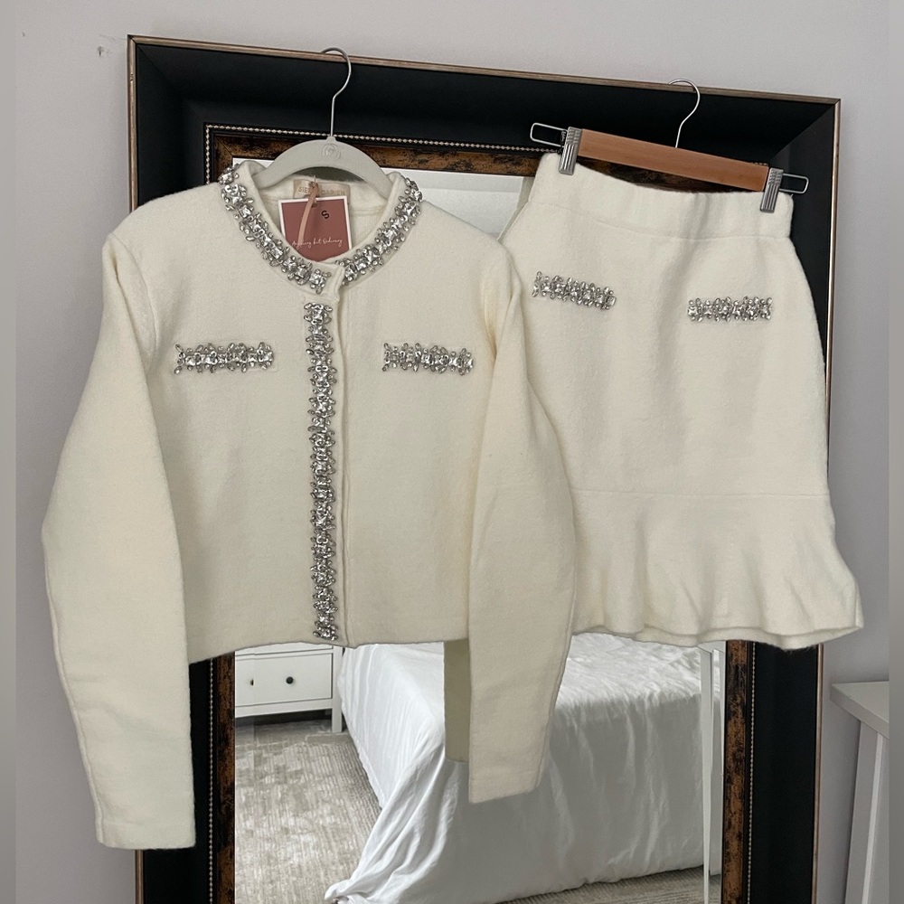 Sierra Darien Ivory Skirt Set w/ Sparkling Embellishments - Picture 2 of 9